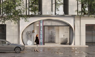 现代SPA店门头3D模型下载